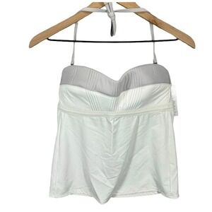 Athleta Swimming Wear Bandeau Tankinbobo Size Womens M White Gray
